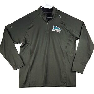 UNRL Elite Quarter Zip Pullover Mens 2XL Olive Green Performance Wolf Patch